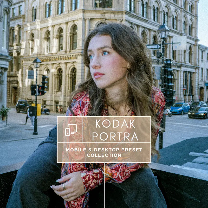 Kodak Portra 400 Lightroom Presets cover image showing film-inspired tones and natural color grading style