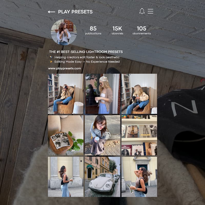 Instagram feed preview edited with Kodak Portra Lightroom Presets showing cohesive aesthetic and lifestyle photography style