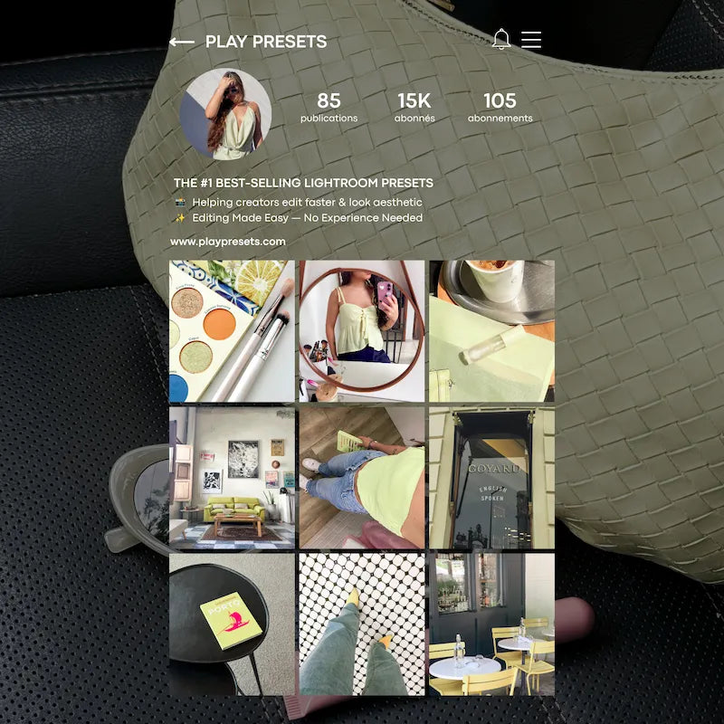 Instagram feed preview edited with Lemon Lightroom presets showing cohesive bright tones and minimal lifestyle content