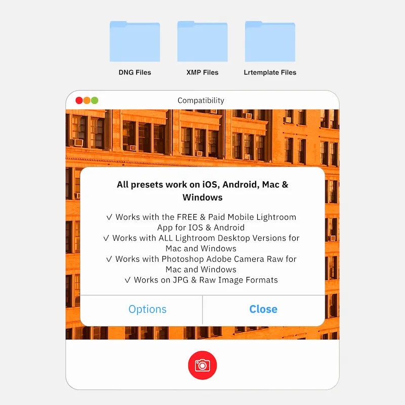 Orange Lightroom presets compatibility on mobile and desktop devices including iOS Android Mac and Windows