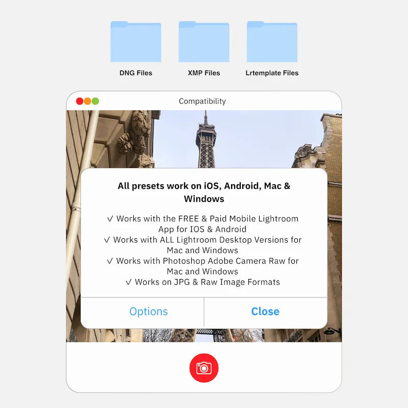 Paris Lightroom presets compatibility on mobile and desktop devices including iOS Android Mac and Windows